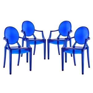 Hawthorne Collections Dining Arm Chair in Blue (Set of 4)