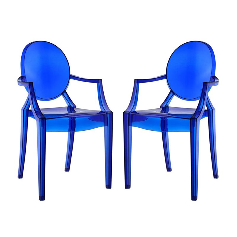 Hawthorne Collections Dining Arm Chair in Blue (Set of 2)