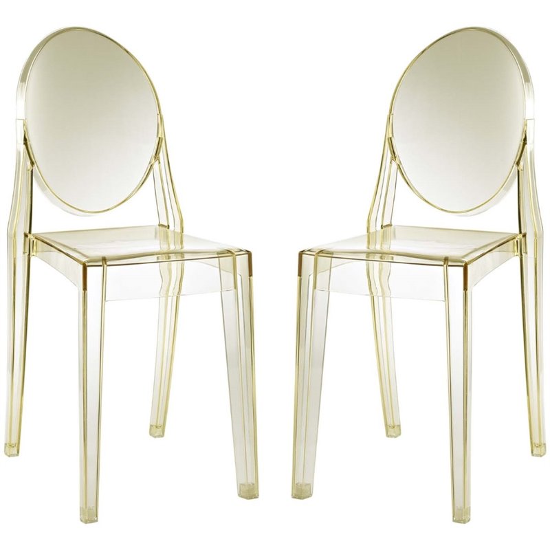 Hawthorne Collections Clear Dining Side Chair in Yellow (Set of 2)