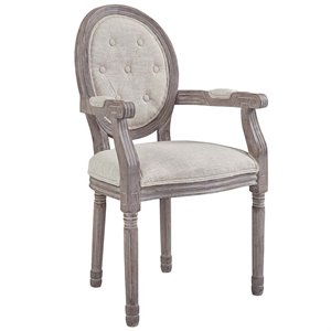 Hawthorne Collections Tufted Dining Arm Chair in Beige