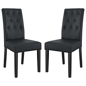 Hawthorne Collections Modern Tufted Faux Leather Dining Side Chair (Set of 2)