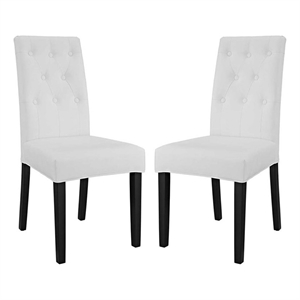 Hawthorne Collections 19.5&quot Modern Faux Leather Side Chair in White (Set of 2)