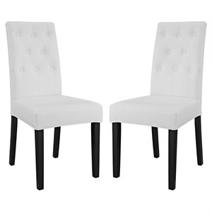 Hawthorne Collections Faux Leather Tufted Dining Side Chair (Set of 2)