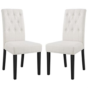 Hawthorne Collections Tufted Dining Side Chair in Beige (Set of 2)