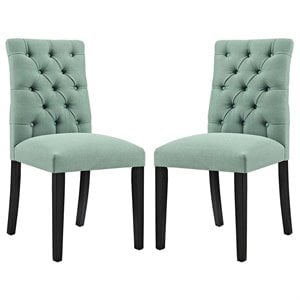 Hawthorne Collections 21.5&quot Fabric Tufted Dining Side Chair in Green (Set of 2)