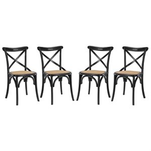 Hawthorne Collections 18.5&quot Modern Wood Dining Side Chair in Black (Set of 4)