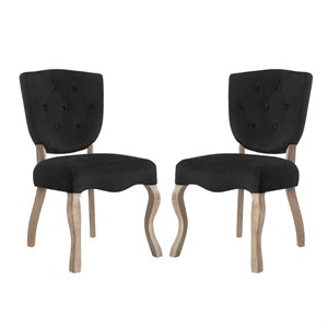Hawthorne Collections 20&quot Modern Velvet Dining Side Chair in Black (Set of 2)