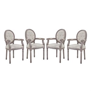 Hawthorne Collections Upholstered Armchair in Beige (Set of 4)