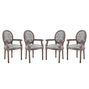 Hawthorne Collections Upholstered Armchair in Light Gray (Set of 4)