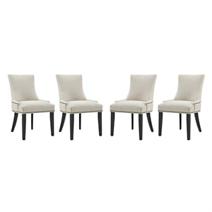 Hawthorne Collections 20.5&quot Modern Fabric Dining Chair in Beige/Black (Set of 4)