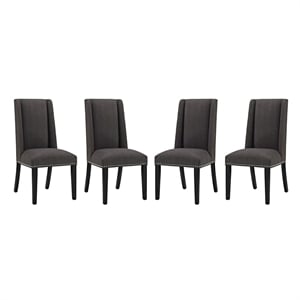 Hawthorne Collections 20.5&quot Modern Fabric Dining Chair in Brown (Set of 4)