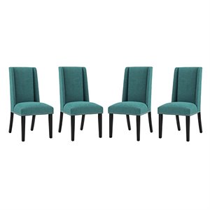 Hawthorne Collections 20.5&quot Modern Fabric Dining Chair in Teal (Set of 4)