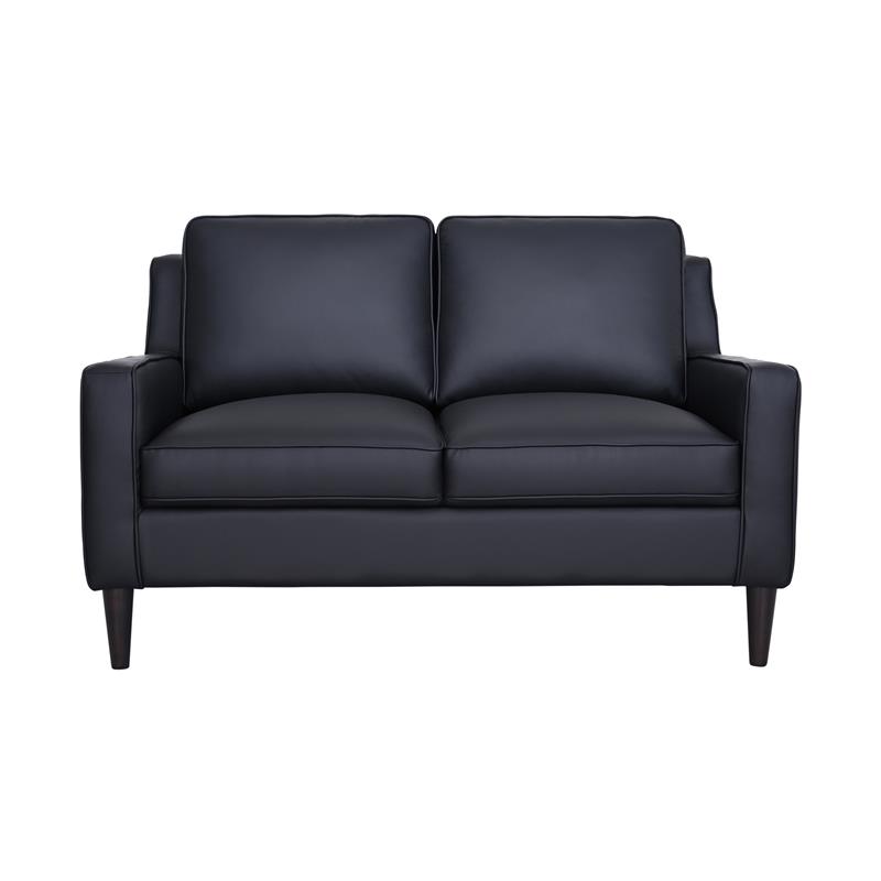 Hawthorne Collections Lazio High Quality Leather Loveseat - Black