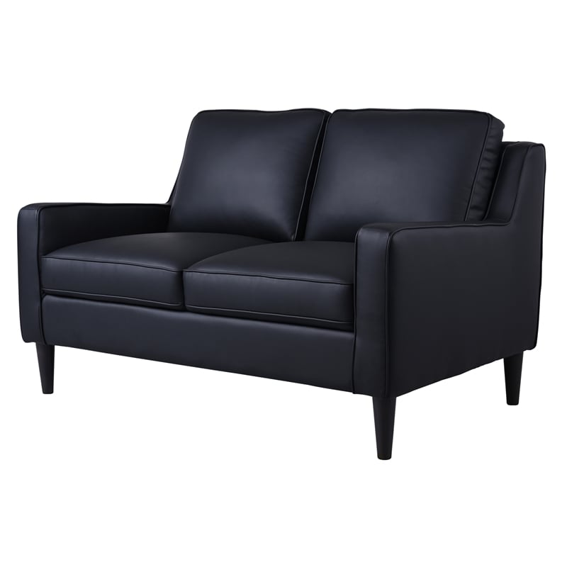 Hawthorne Collections Lazio High Quality Leather Loveseat - Black