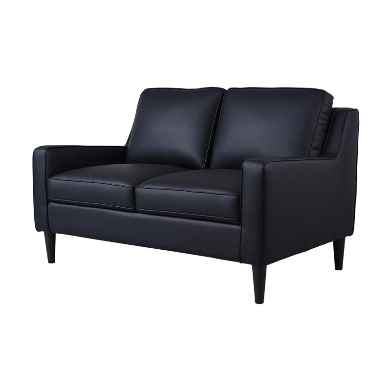 Hawthorne Collections Lazio High Quality Leather Loveseat - Black