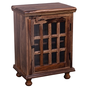 hawthorne collections sante fe solid sheesham wood cabinet - brown