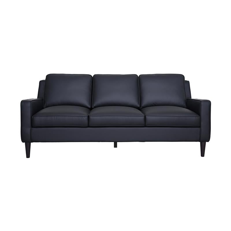 Hawthorne Collections Lazio High Quality Leather Sofa - Black