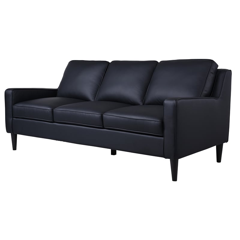 Hawthorne Collections Lazio High Quality Leather Sofa - Black