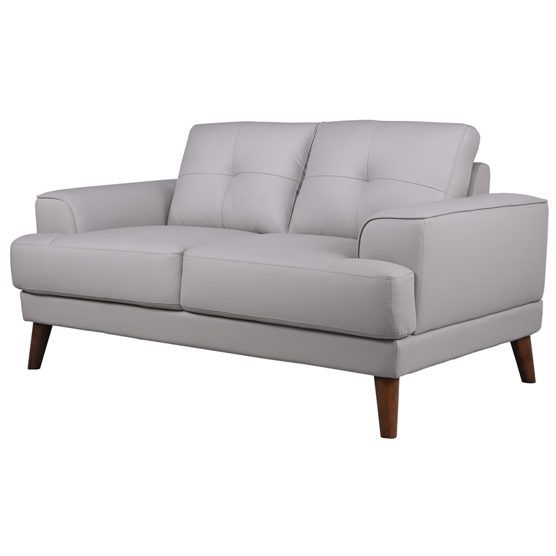 Hawthorne Collections Anzio Top Quality Leather Loveseat - Cream