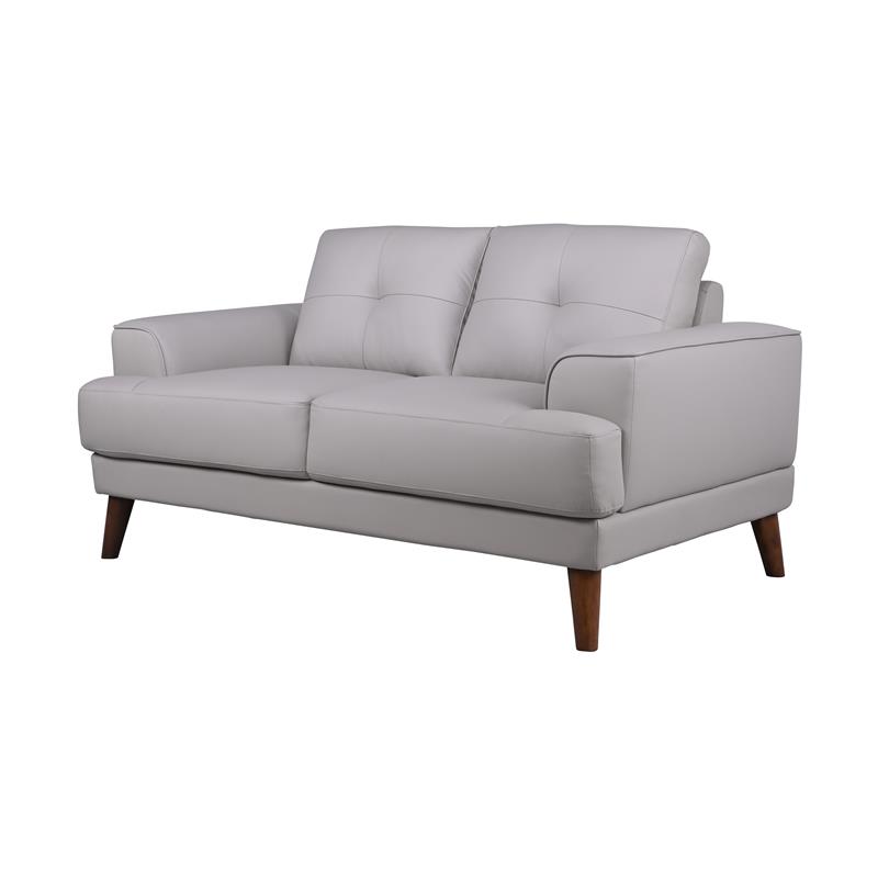Hawthorne Collections Anzio Top Quality Leather Loveseat - Cream