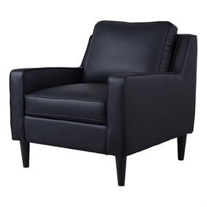 Hawthorne Collections 19.9&quot Mid-Century Leather Upholstered Chair in Black