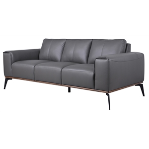 Hawthorne Collections 19.7&quot Modern Top Grain Leather Sofa in Gray