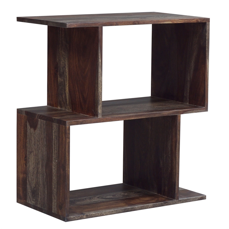 Hawthorne Collections Solid Sheesham Wood Gray Bookcase Rectangular 24