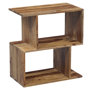 hawthorne collections avalon solid sheesham wood bookcase - natural