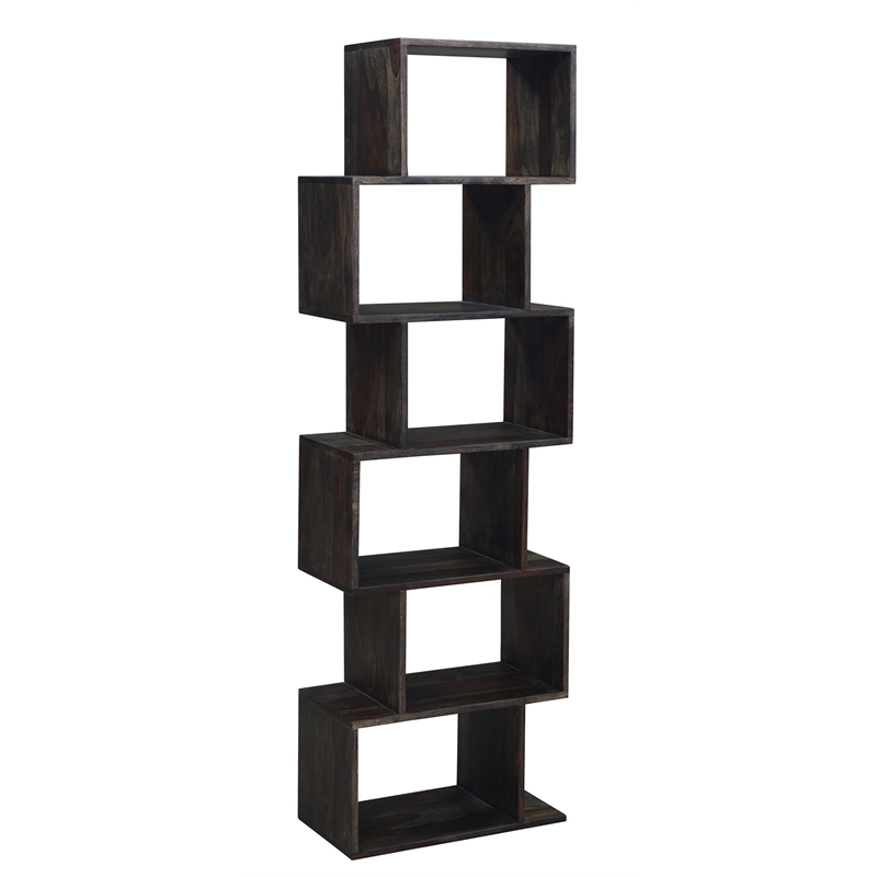 Hawthorne Collections Fall River Solid Sheesham Wood Bookcase - Gray