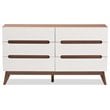 Hawthorne Collections 6 Drawer Wooden Double Dresser in White and Walnut