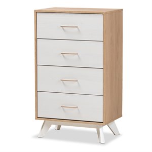 hawthorne collections 4 drawer wooden chest in natural and whitewash