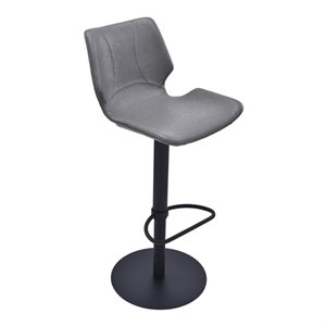 Hawthorne Collections Adjustable Faux Leather Swivel Bar Stool in Vintage Gray