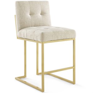 Hawthorne Collections 26.5&quot Modern Fabric Tufted Counter Stool in Beige