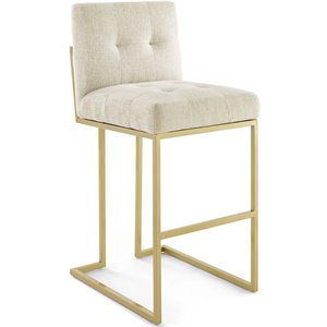 Hawthorne Collections 30&quot Modern Fabric Tufted Bar Stool in Beige/Gold