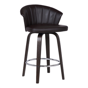 Hawthorne Collections 30&quot Faux Leather Swivel Bar Stool in Brown