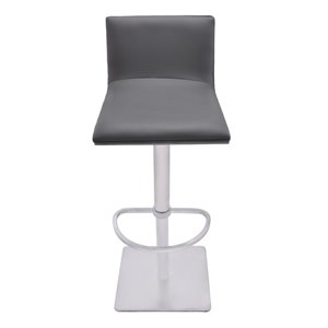 Hawthorne Collections Adjustable Faux Leather Swivel Bar Stool in Gray