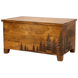 hawthorne collections cascade solid wood laser etched coffee table - natural