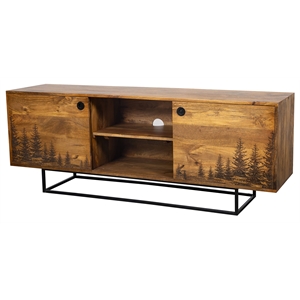 Hawthorne Collections Cascade Solid Wood Laser Etched TV Stand - Natural