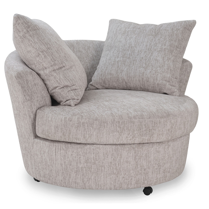Hawthorne Collections Largo Soft Microfiber Accent Swivel Chair - Cream