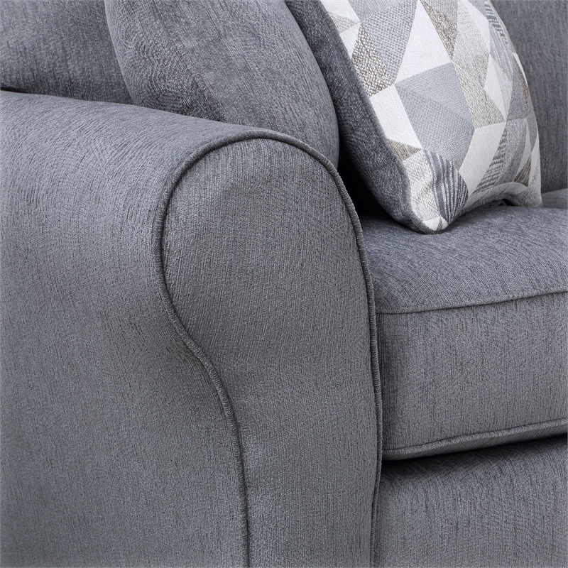 Hawthorne Collections Savannah Soft Chenille Reversible Fabric Sectional - Gray