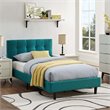 Hawthorne Collections Modern Tufted Fabric Twin Platform Bed in Teal Green