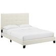Hawthorne Collections Tufted Upholstered Velvet Twin Platform Bed in Ivory