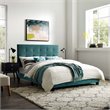Hawthorne Collections Tufted Upholstered Velvet Full Platform Bed in Sea Blue
