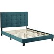 Hawthorne Collections Tufted Upholstered Velvet Full Platform Bed in Sea Blue