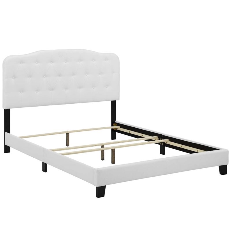 Hawthorne Collections Modern Soft Fabric Upholstered Twin Bed in White