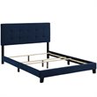 Hawthorne Collections Velvet Twin Bed in Midnight Blue