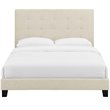 Hawthorne Collections Button Tufted Upholstered Twin Platform Bed in Beige