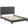 Hawthorne Collections Button Tufted Upholstered Queen Platform Bed in Gray