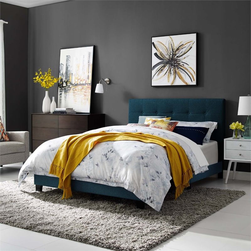 Hawthorne Collections a Upholstered Twin Bed in Azure