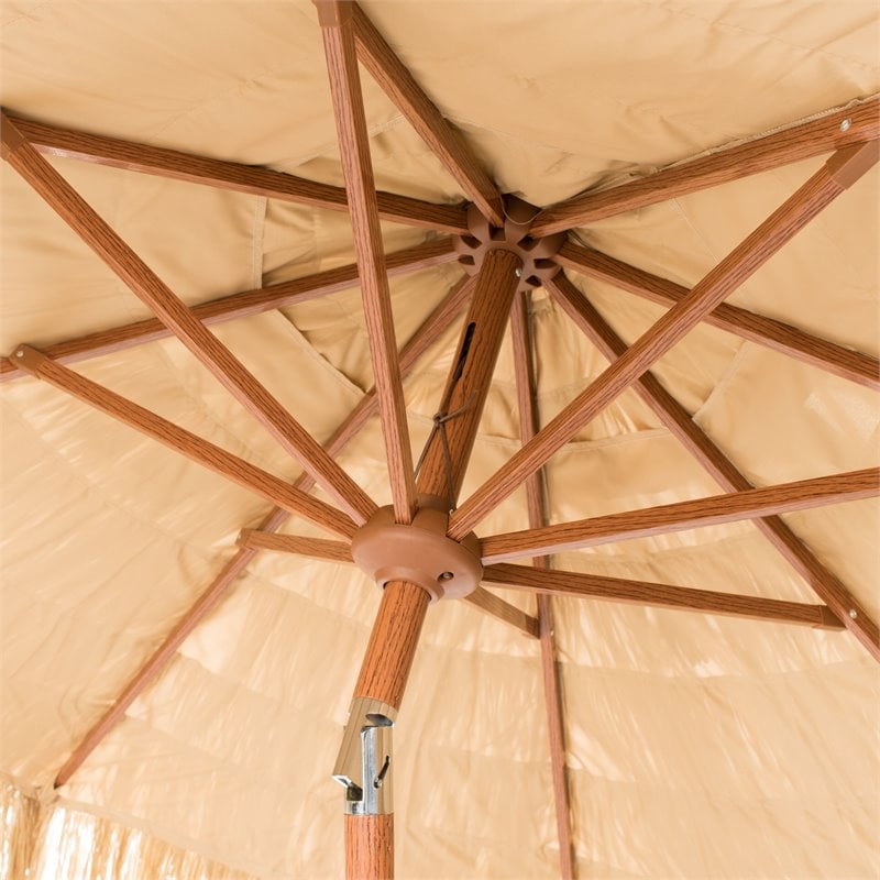 Hawthorne Collections 9ft Crank Metal Outdoor Umbrella - Powder Coated/Sandy Tan